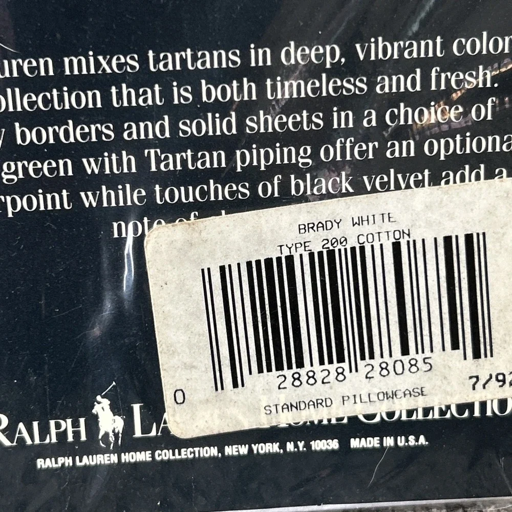 Ralph‎ Lauren Brady White Pillowcases Standard Tartan Piping Vintage New Sealed